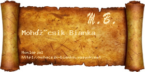 Mohácsik Bianka névjegykártya